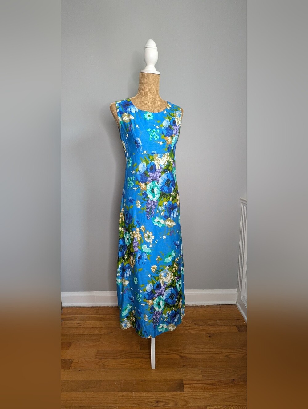 Vintage blue floral maxi dress